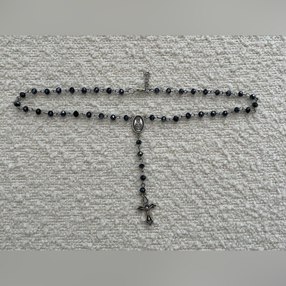 Navy Rosary Choker Necklace - Picture 5 of 5